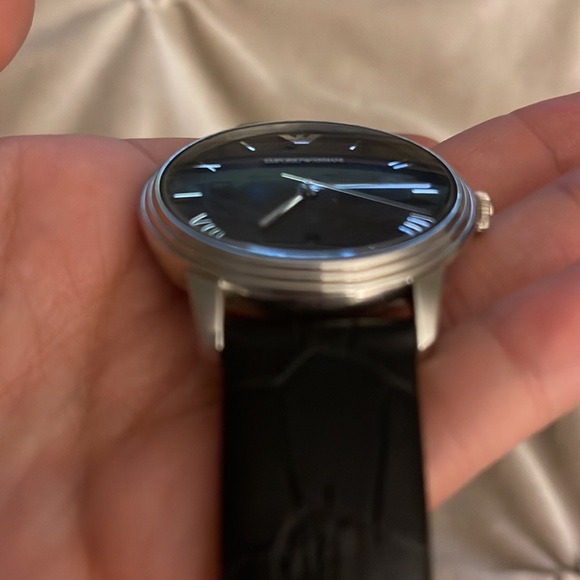 **SOLD ELSEWHERE** Emporior Armani - Unisex Black Watch w/ Silver Face - Picture 7 of 16